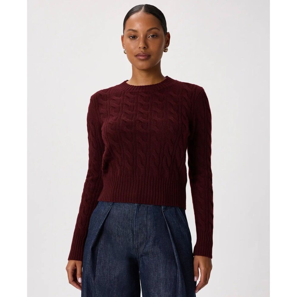 Quince Mongolian Cashmere Shrunken Cable Crewneck Sweater XS NWT